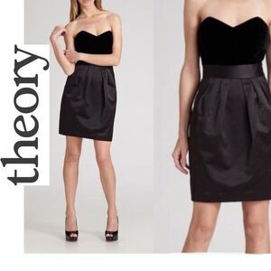 THEORY black strapless velvet silk Chanesa dress Size 0
